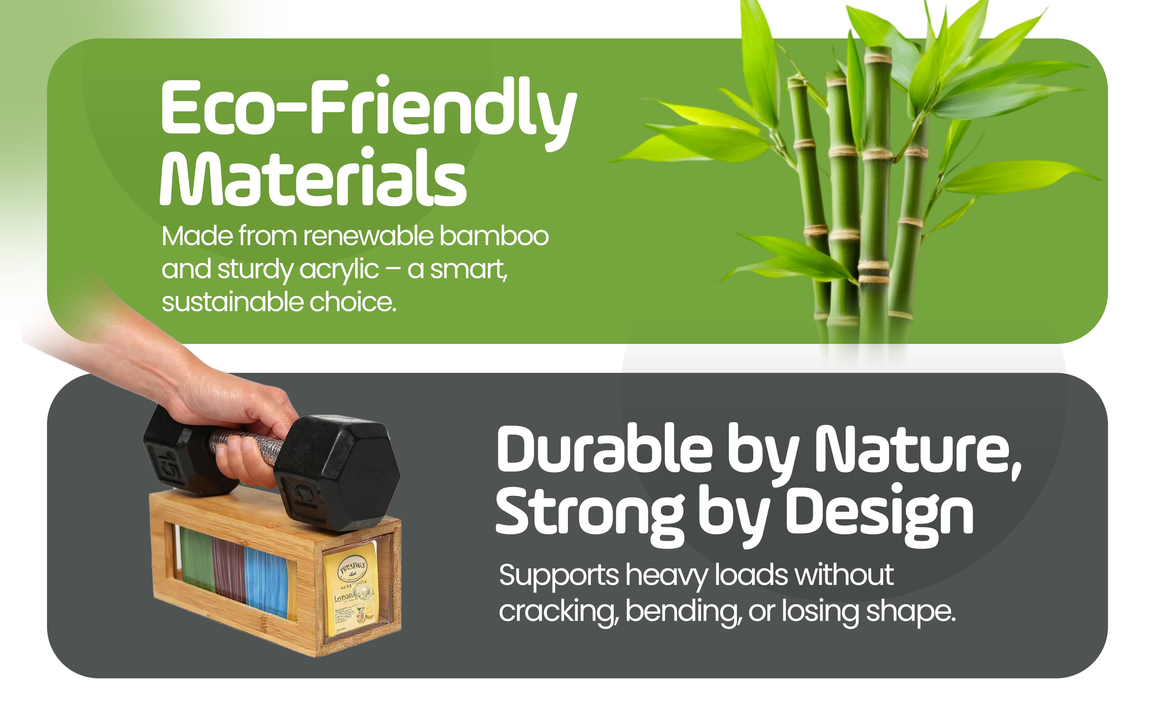 Serenica Homes acacia wood tea organizer — natural materials and everyday durability